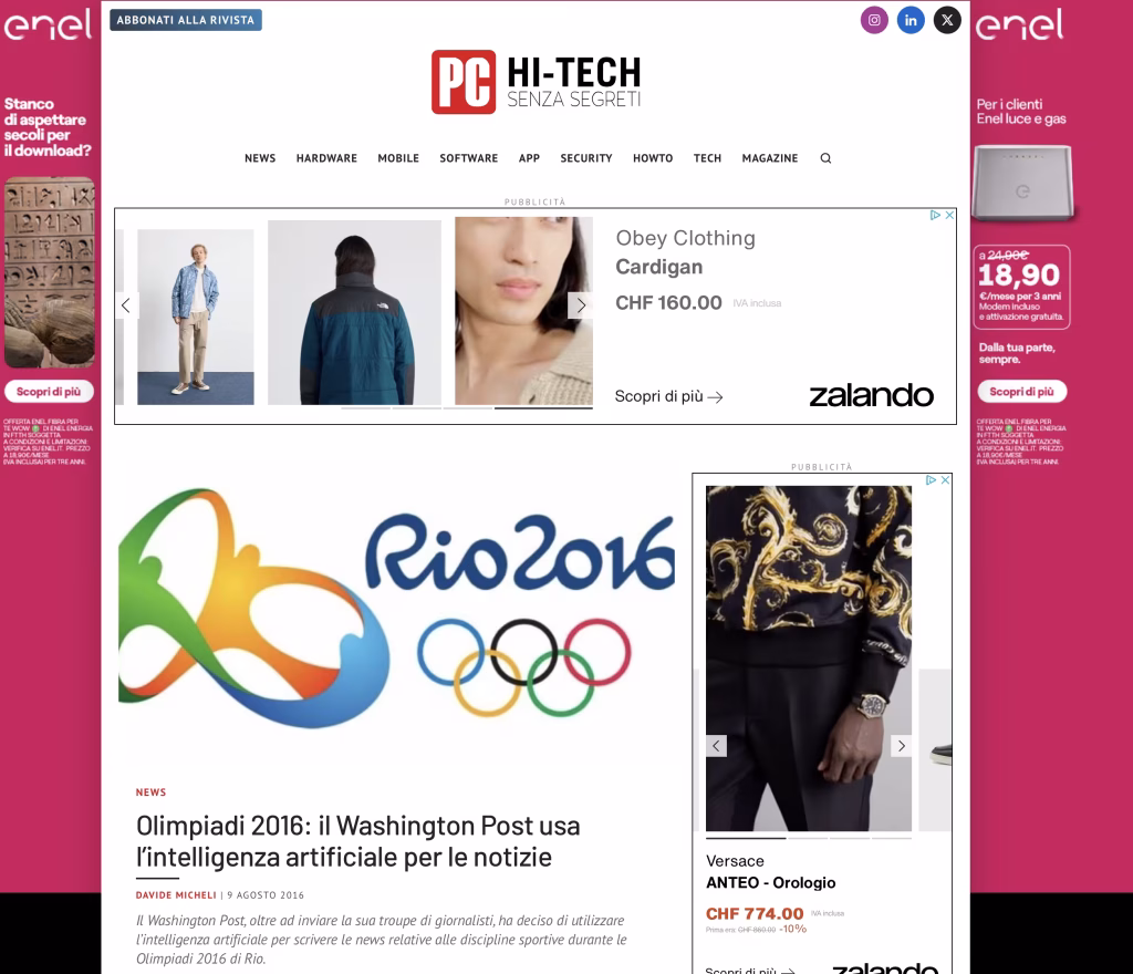 pc professionale davide micheli newsjacking olimpiadi 2016 vodafone washington post ai notizie