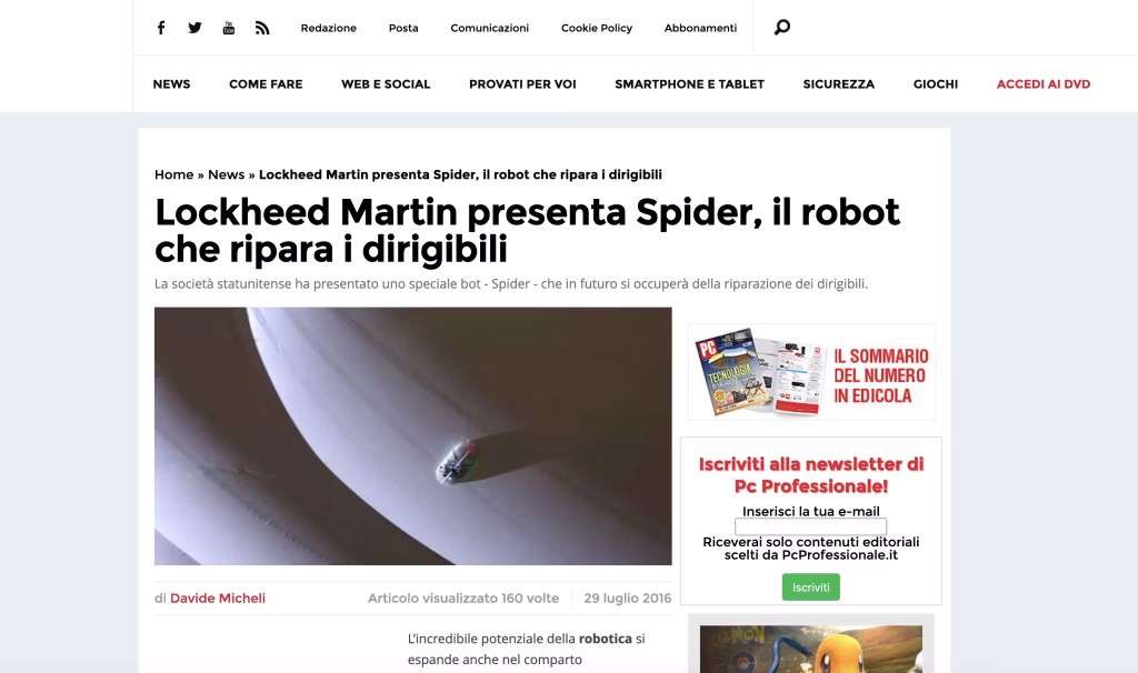 pc professionale newsjacking lockheed martin spider robot ripara dirigibili